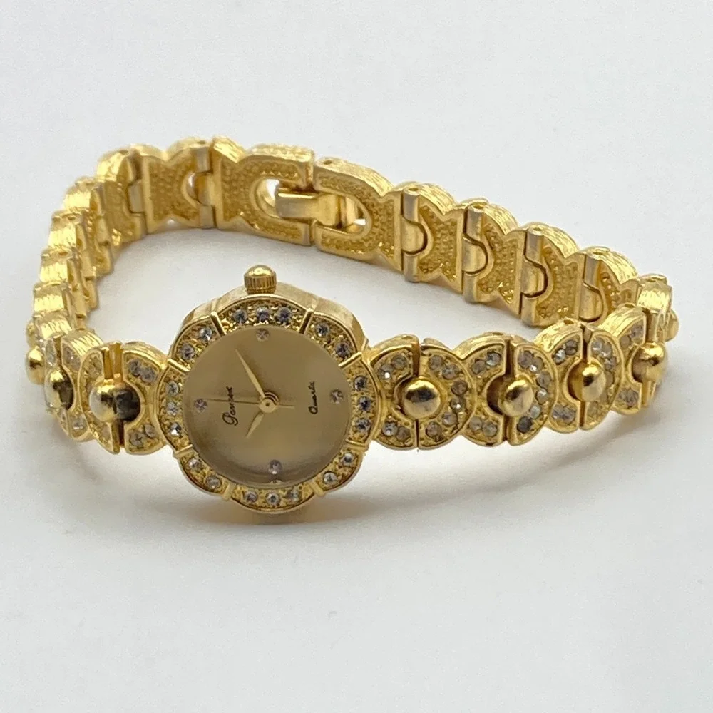 Vintage Parmex Women's Watch Gold Tone 21mm Crystal Bezel & Band New Battery 7